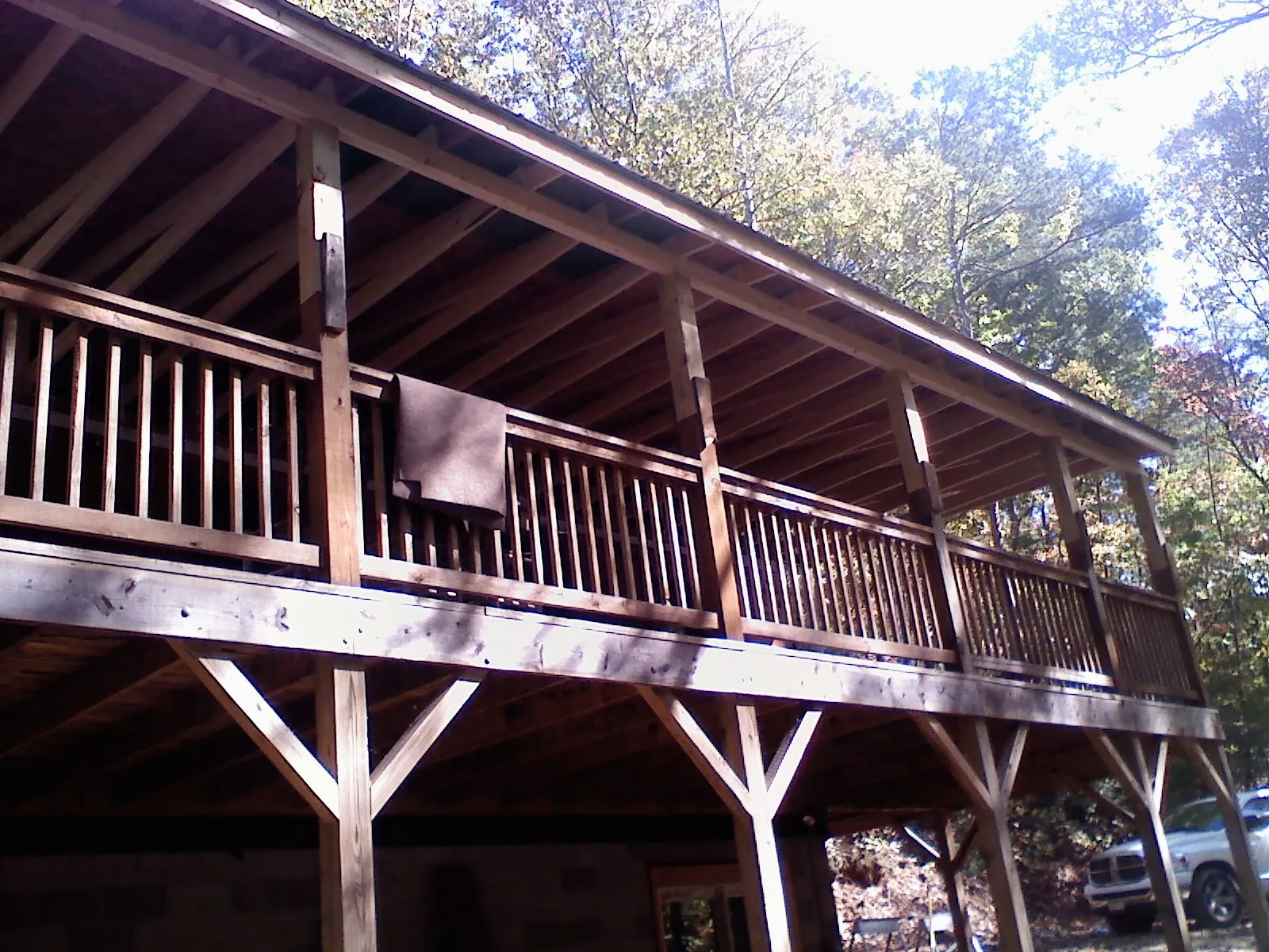 Timber framing under a new elevated porch and deck — Roof Leak Repair in Arcola by Roofing Brothers